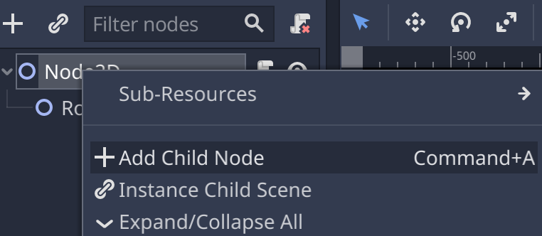 Adding a child node